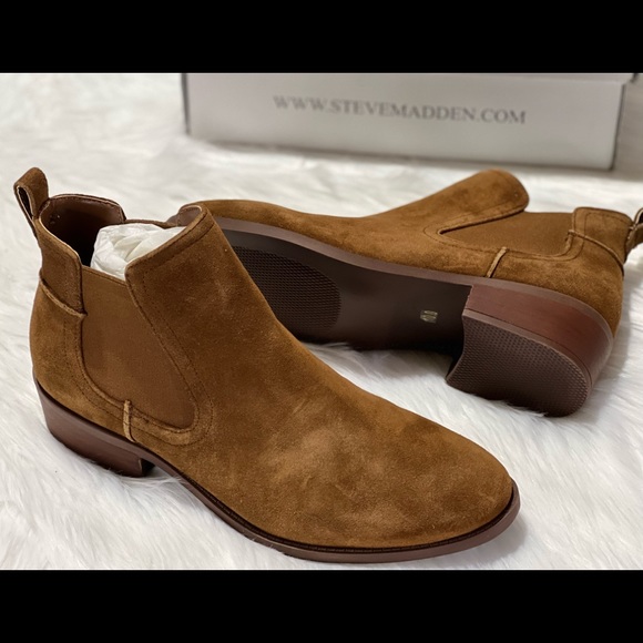 New Steve Madden Dabble Chelsea Booties Cognac - Picture 8 of 12